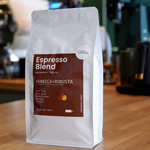 Sweet Roastery blend Espresso เมล็ดกาแฟคั่วกลาง-เข้ม Arabica x Fine Robusta