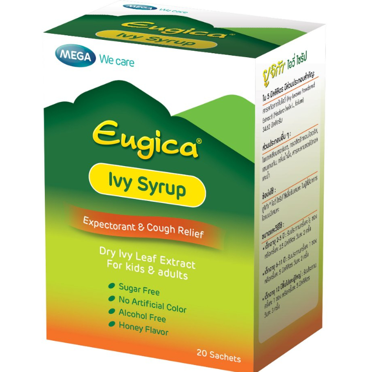 MEGA We care เมก้าวีแคร์ Eugica Ivy Syrup ยูจิก้า ไอวี่ ไซรัป แบบซอง ( 20 ซอง )