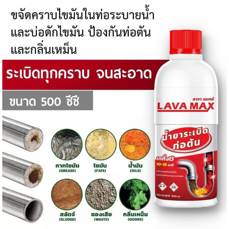 LAVAMAX แก้ท่อตัน ขจัดปัญหาท่อตัน ท่ออุดตัน กำจัดสิ่งสกปรกในท่อ น้ำยาล้างท่อ ทำความสะอาดท่อตัน