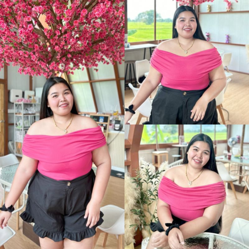 HPS เสื้อปาดไหล่ ผ้าร่องนิ่ม อก 42-50" นิ้ว