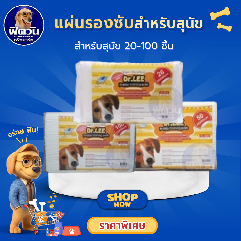 Dr.Lee Puppy Training Pads แผ่นรองซับ มีให้เลือก 3 ขนาด บรรจุ 20-100 ชิ้น{ผ้าอ้อม/แผ่นรอง}