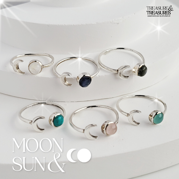 (เติมสต๊อก) แหวนเงินเเท้ 92.5%รุ่น Moon&Sun ประดับหินนำโชค