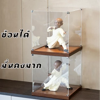 กล่องใส่ art toy กล่อง popmart กล่องโมเดล labubu babythree crybaby ฐานไม้หนามาก
