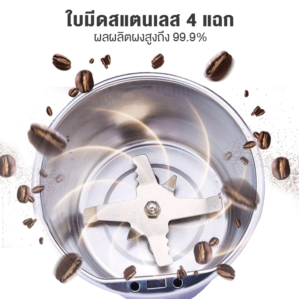 เครื่องปั่นไฟฟ้า บดละเอียด แรง300W โถ่ ใบมีด สแตนเลส304 บดพริก เมล็ดกาแฟ ถั่วธัญพืช เครื่องบดอาหาร
