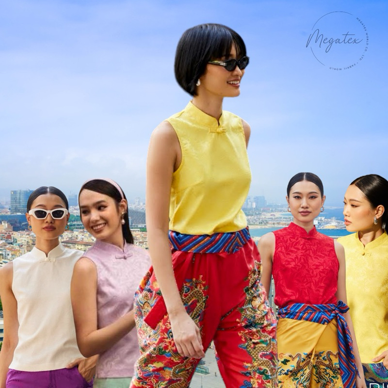 N4210-4239 เสื้อแขนกุด เนื้อผ้าแพร ลายจีน ทรงสวยผ้าใส่สบาย
