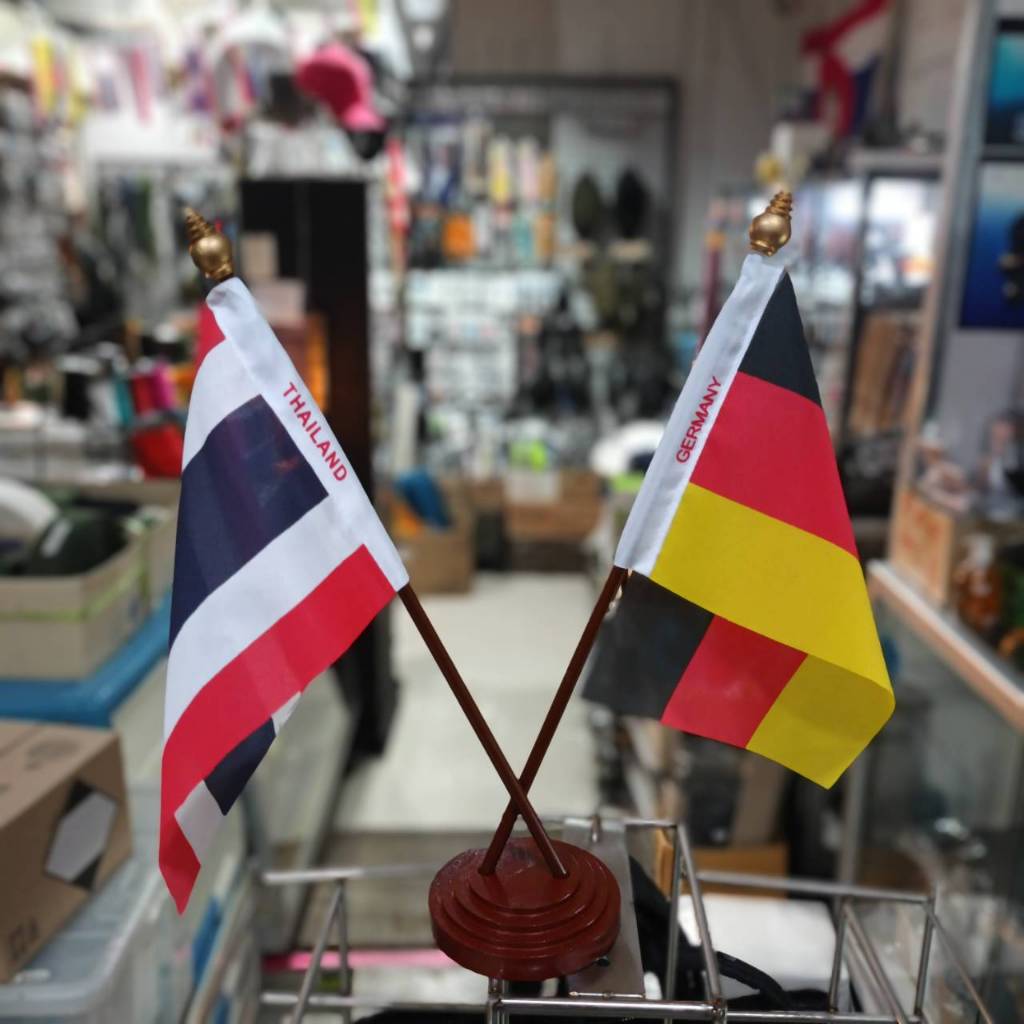 ธง ไทย เยอรมันี เยอรมัน THAI GERMANY GERMAN ธงตั้งโต๊ะ ธงไขว้ ไรท์สาระกับครูแว่น Tec40store