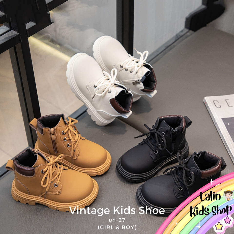 F833 รองเท้าบูทเด็ก หนัง PU (Girl & Boy) สำหรับน้อง 3-7 ขวบ New พร้อมส่งในไทย B27 ❤️✨