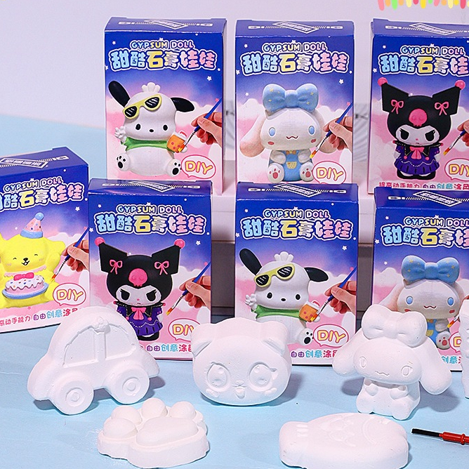 ชุดปั้นระบายสี ซาริโอ้ ลาบูบู้ ของเล่น โมเดลปูนปลาสเตอร์ ขนาดเล็กสำหรับเด็ก พร้อมอุปกรณ์ครบ คละแบบ