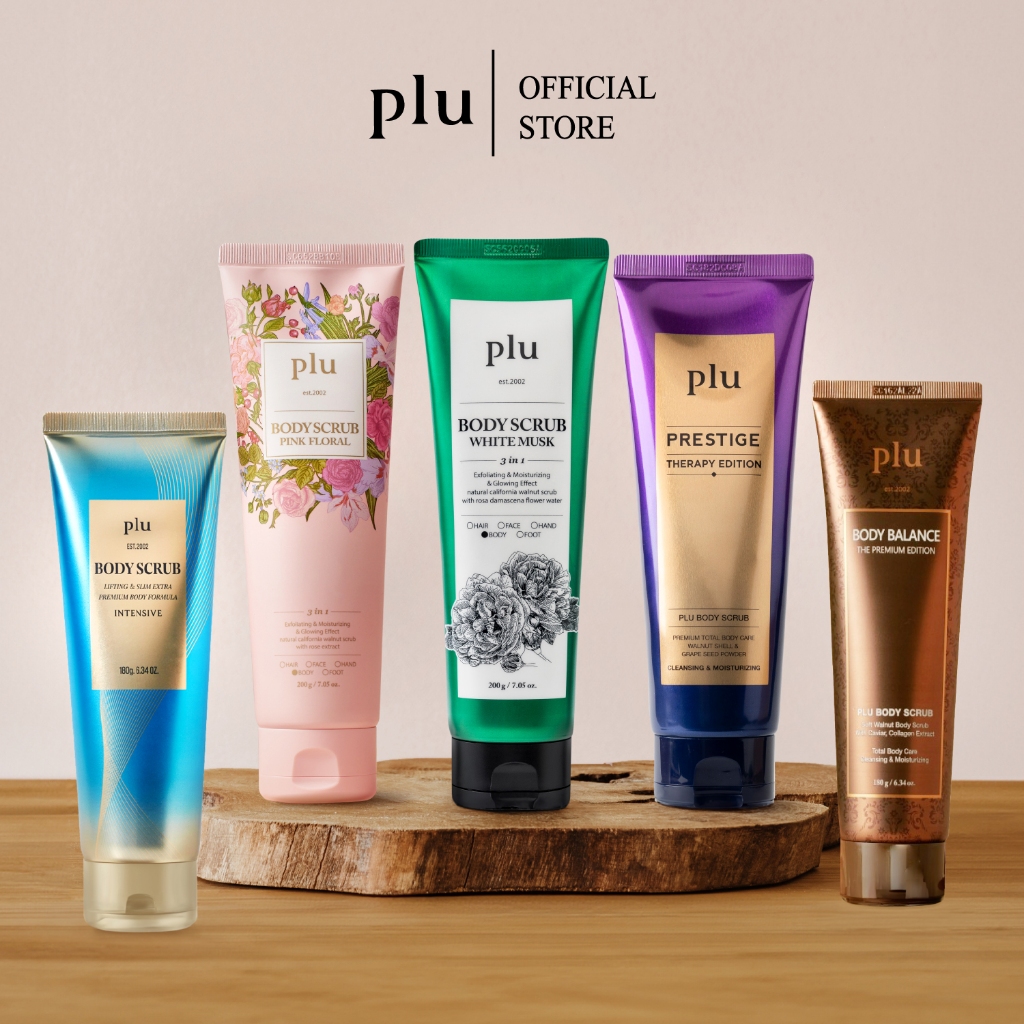 [PLU BODY SCRUB SET] WHITE MUSK + PINK FLORAL + BALANCE THE PREMIUM + INTENSIVE + PRESTIGE THERAPY