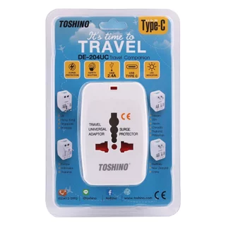 Toshino ปลั๊กแปลง 4 in 1+Surge+2A1C 5V2.4A รุ่น DE-204UC
