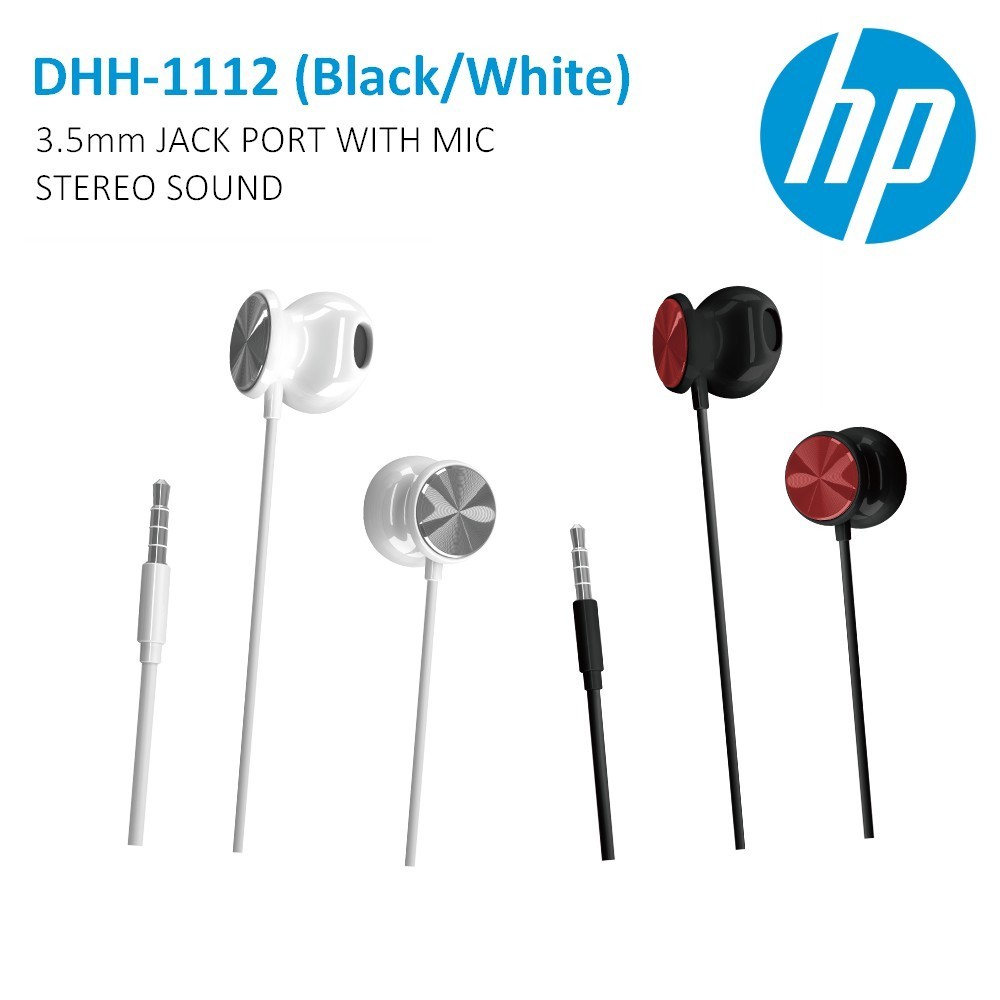 [เก็บโค้ดส่งฟรี] HP earphone 3.5 Wired 3.5 DHH-1112 หูฟังแบบมีสาย 3.5 มม. มีไมค์ในตัว ของแท้ 100%