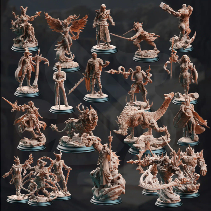 DnD Miniature I ชุดการคัดสรรของผู้ถูกเลือก I โมเดลสำหรับเล่นบอร์ดเกม (งานเรซิ่นสีเทา ยังไม่ลงสี) ขนาดฐาน 1 นิ้ว