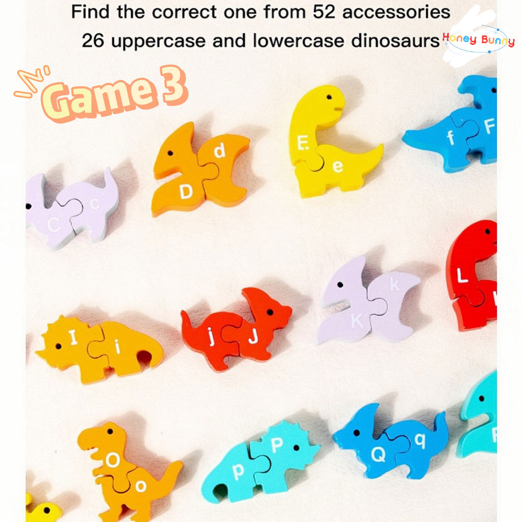 Honey Bunny ของเล่นเพื่อการศึกษา abc Dinosaur บล็อกของเล่น ตัวอักษร การศึกษาก่อนวัยเรียน Montessori ของเล่น 2-5 ปี