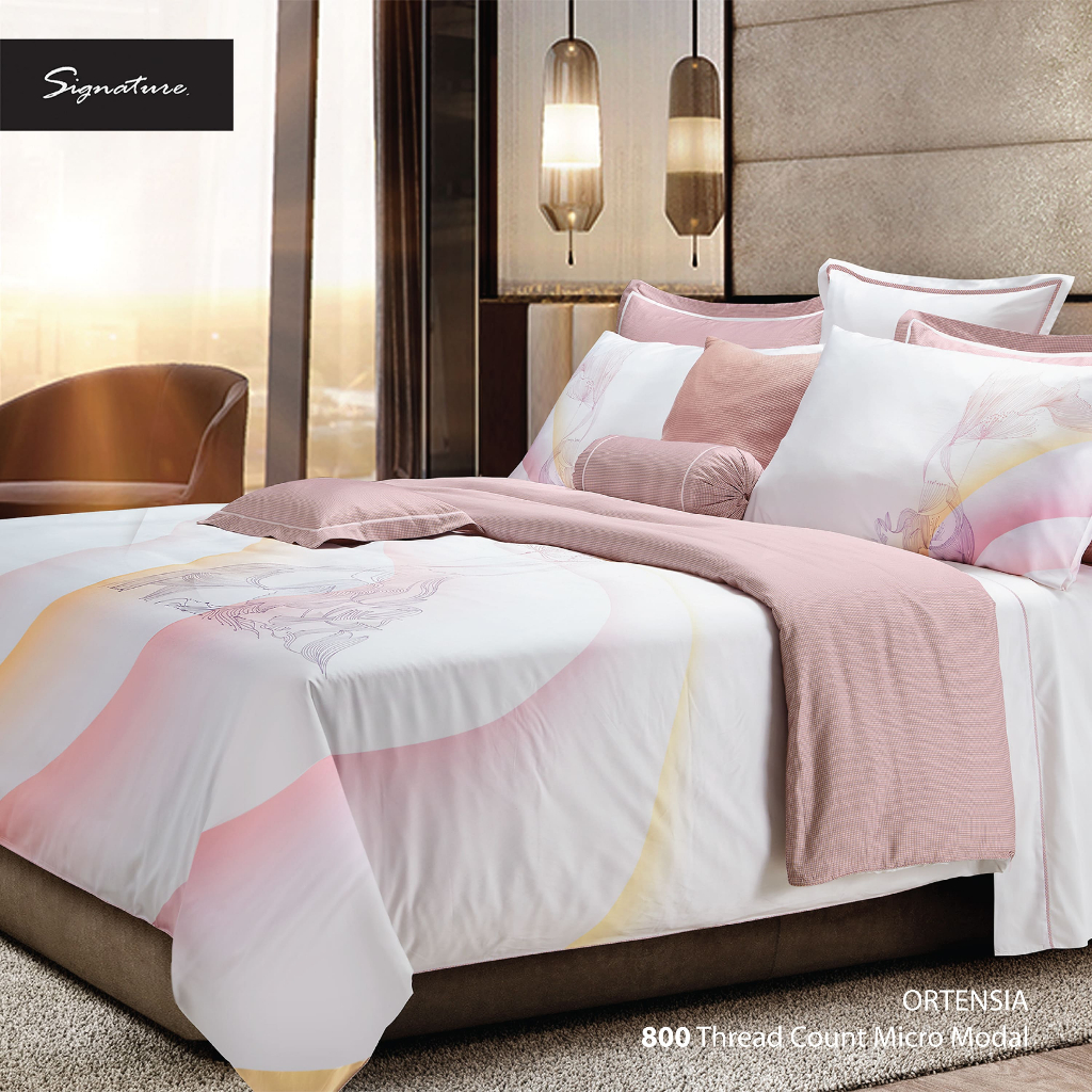 SANTAS HOME ผ้าปูที่นอนรัดมุม Ortensia | Micromodal 800 เส้นด้าย สีชมพู
