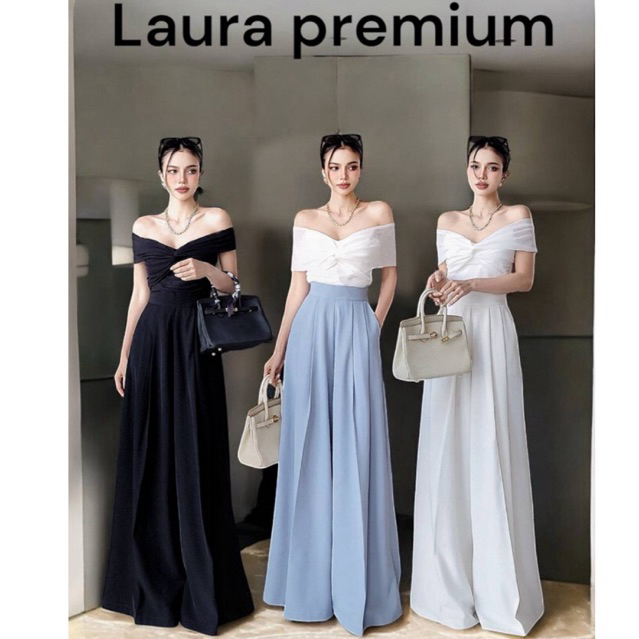 New Laura premium.pants กางเกงขาบานเอวสูง ป้าย cotton candy