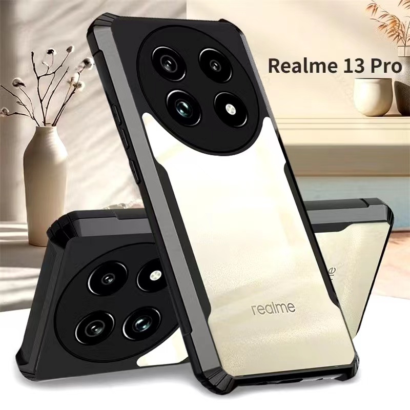 Realme 13+5G/Realme 13 5G(พร้อมส่งในไทย)เคสกันกระแทกขอบสีหลังใสOPPO Realme 13 Pro 5G/Realme13 Pro+5Gตรงรุ่น