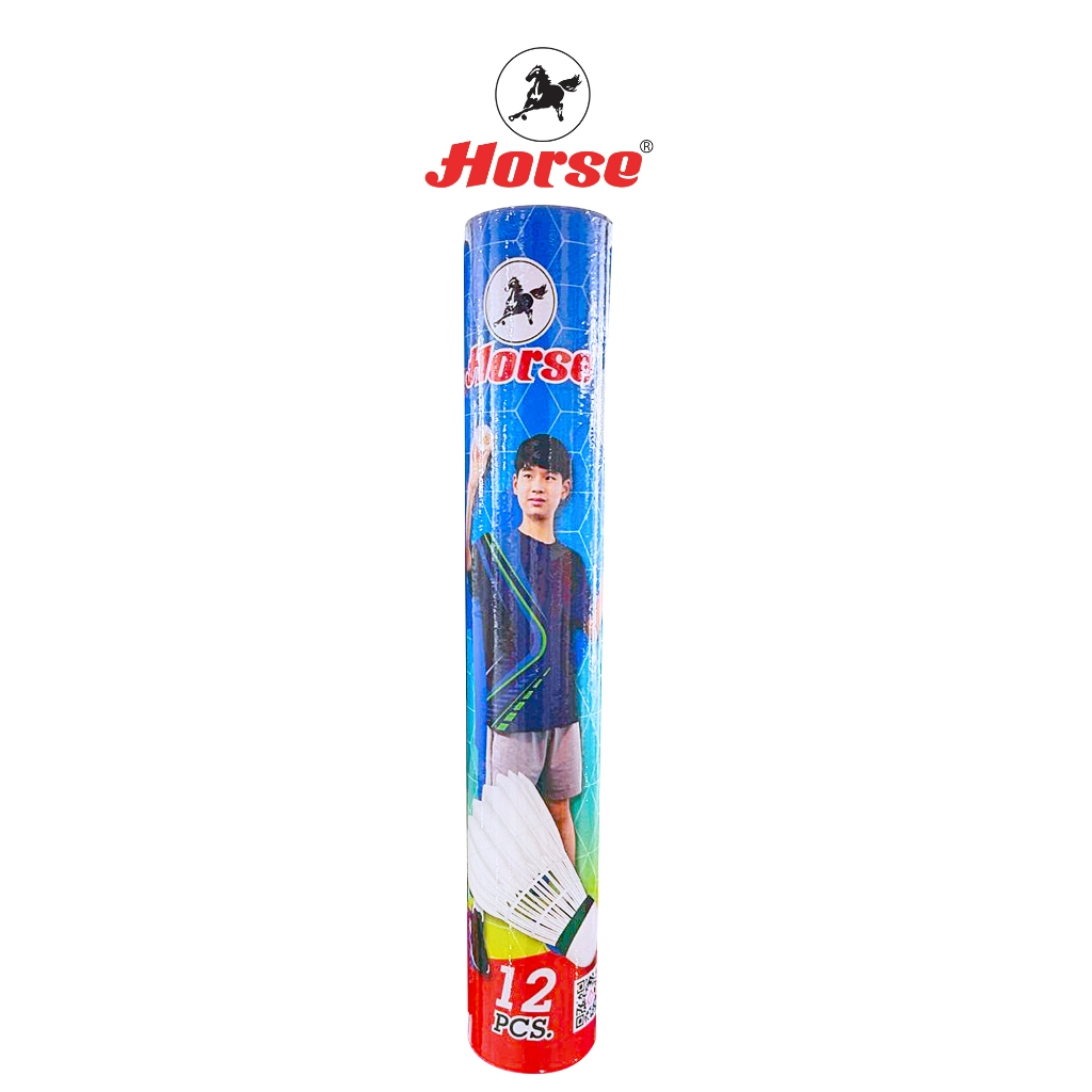 Horse (ตราม้า) ลูกแบดมินตัน (ลูกขนไก่ )หัวจุกก๊อก  ตราม้า H-1011 บรรจุ12ลูก/หลอด จำนวน 1 หลอด