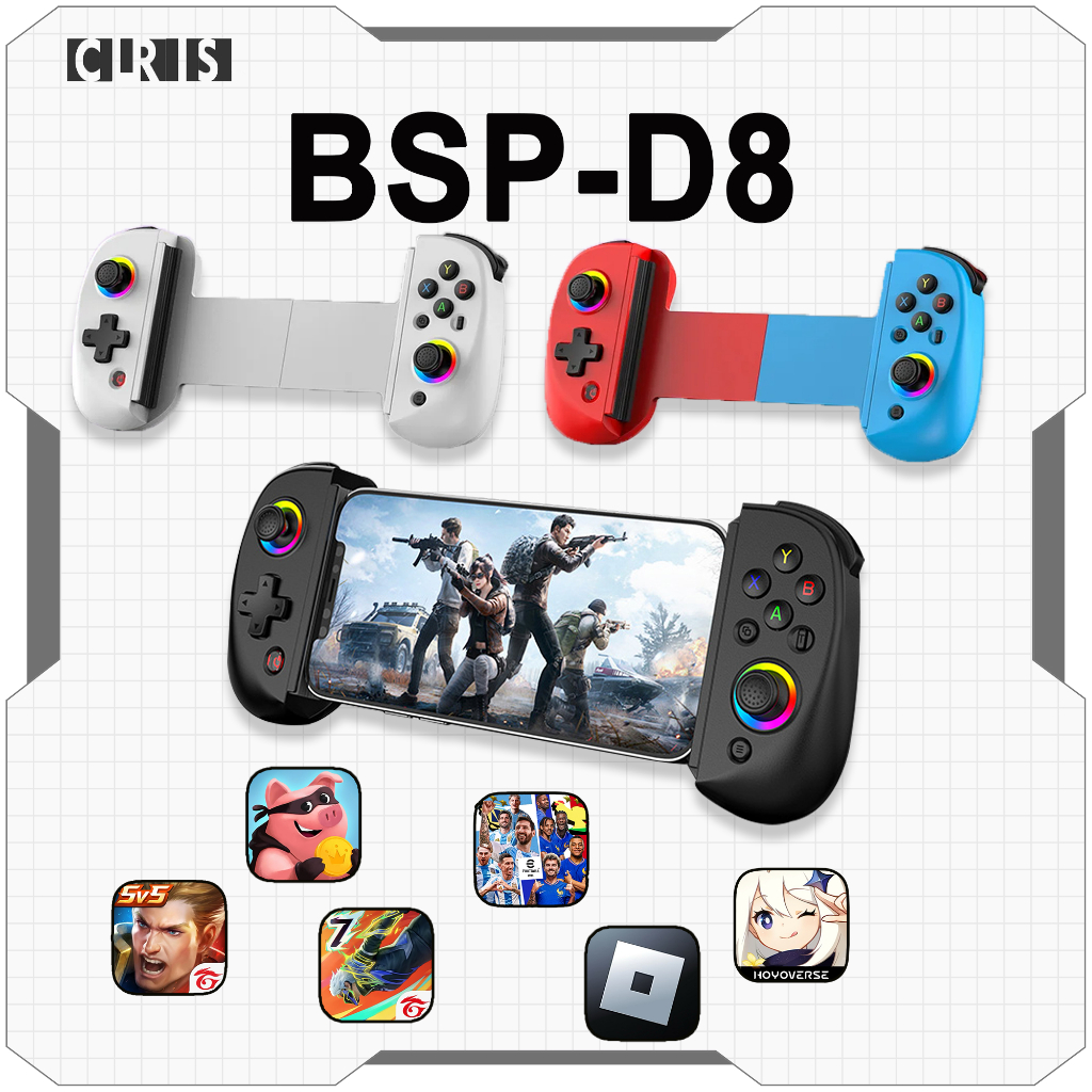 🔥พร้อมส่งจากไทย🔥จอย BSP-D8 จอยเกมมือถือ รองรับ iOS Android Switch PS4 PC
