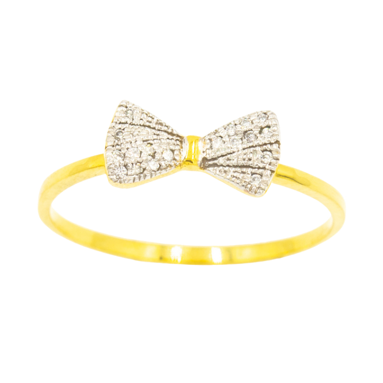 Happy jewelry แหวนโบว์ แหวนเพชรแท้ ทองแท้ 37.5% ME649