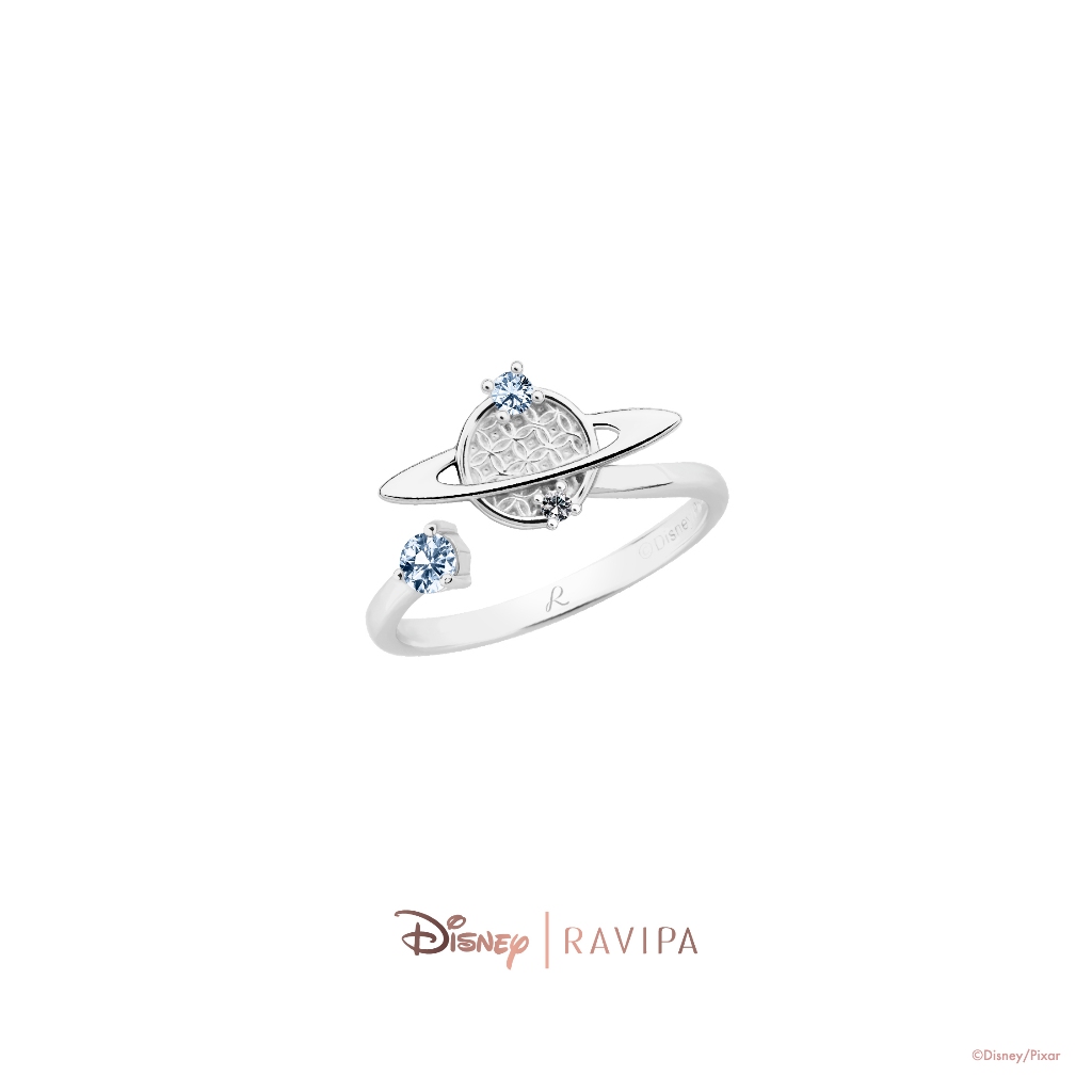 Ravipa | Silver Pizza Planet Ring (Arctic CZ DIamond)