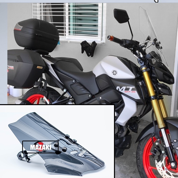 MAZAKI ชิวหน้า YAMAHA MT-15 / M-SLAZ พร้อมขาจับ