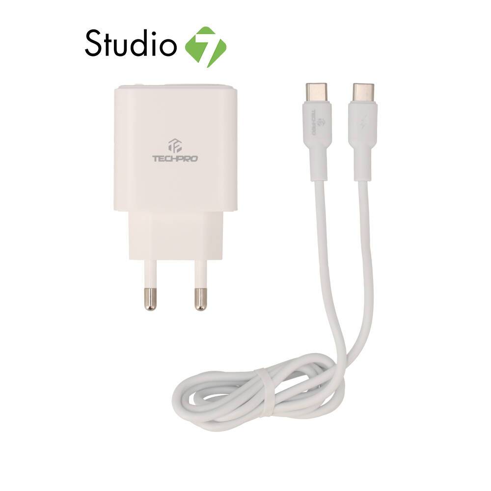 อะแดปเตอร์ TECHPRO Wall Charger 1 USB-C 20W พร้อมสายชาร์จ USB-C to USB-C 1 เมตร by Studio7