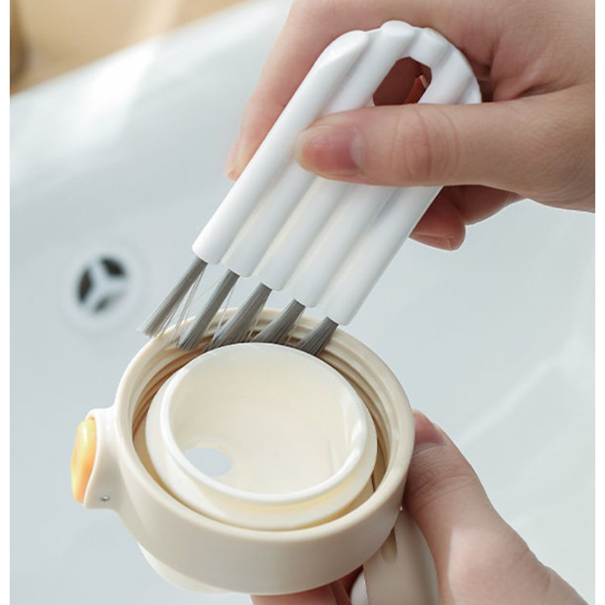 แปรงทําความสะอาดซอกฝาแก้ว แปรง5ช่องทำความสะอาด ขนแปรงนุ่ม ยืดหยุ่น แปรงอเนกประสงค์