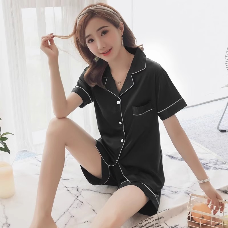 💖🚚COD🔥ชุดนอนผ้าซาตินขาสั้น ชุดนอนฤดูร้อนของผู้หญิง กางเกงขาสั้น  ชุดนอนแฟชั่นสไตล์เกาหลี ชุดนอนน่ารัก ใส่สบายมาก S5