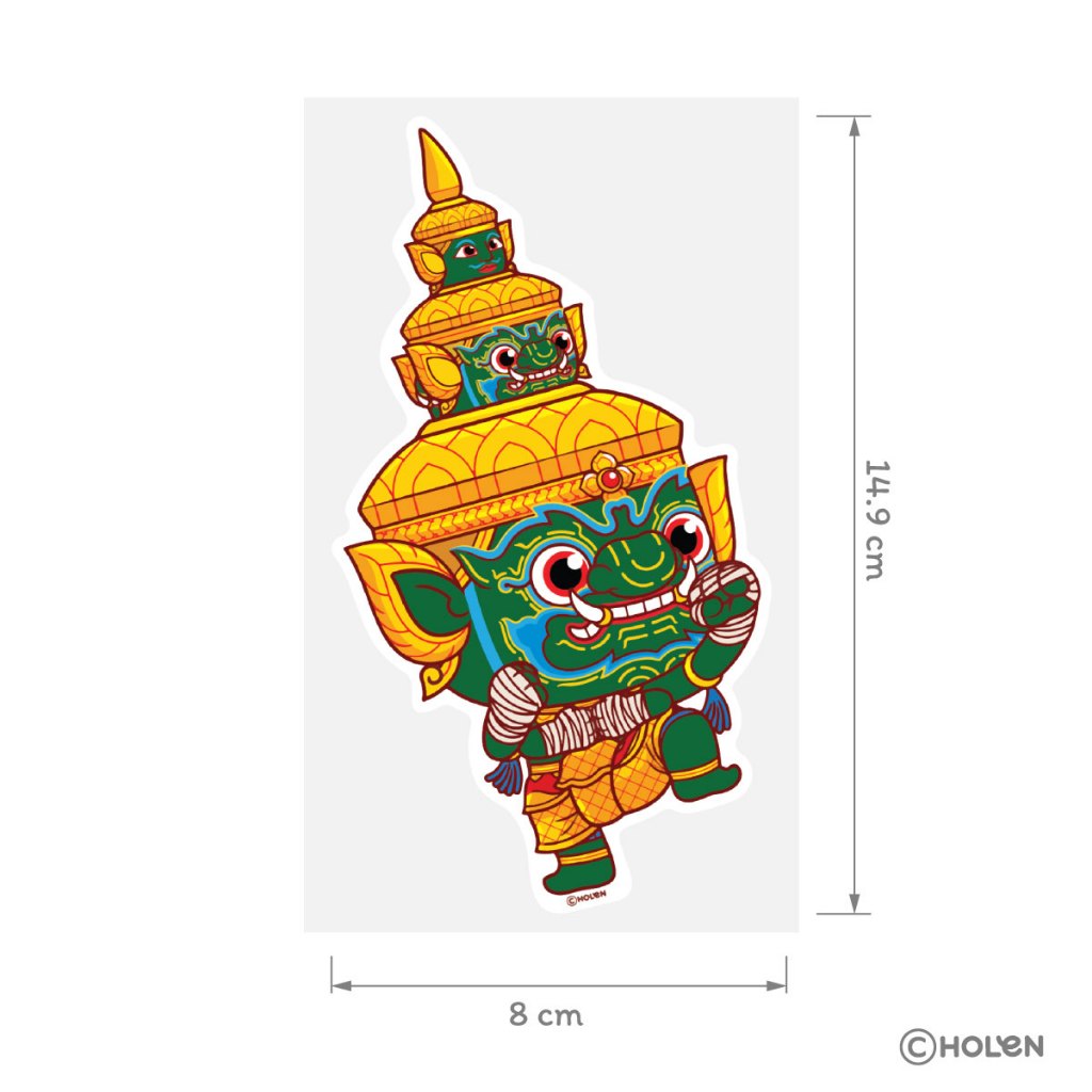 Waterproof Ramakien Sticker - Thotsakan Thai Ancient Boxing - สติ๊กเกอร์รามเกียรติ์กันน้ำ ทศกัณฐ์ มวยคาดเชือก — صورة 3