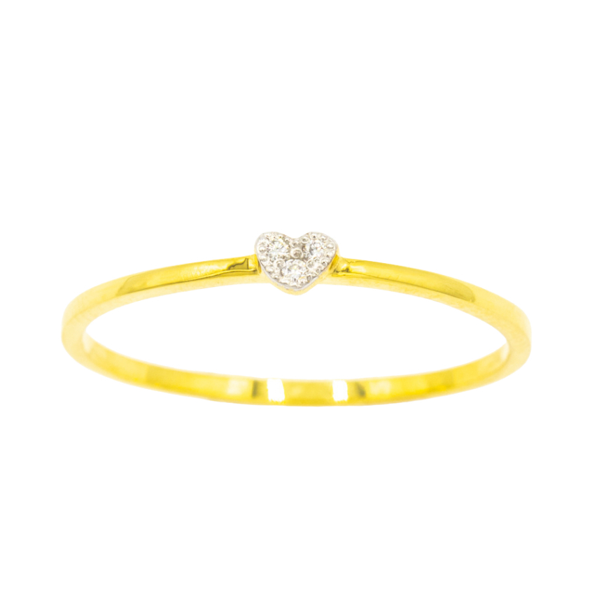 Happy Jewelry แหวนหัวใจ เล็ก ๆ มินิมอล แหวนเพชรแท้ ทองแท้ 37.5% ME896