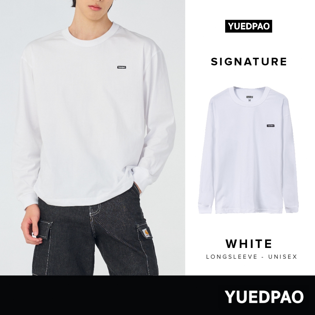 Yuedpao Signature Longsleeve Summer ผ้าหนาทรงสวย ยับยากรีดง่าย เสื้อยืดเปล่าแขนยาว สี White