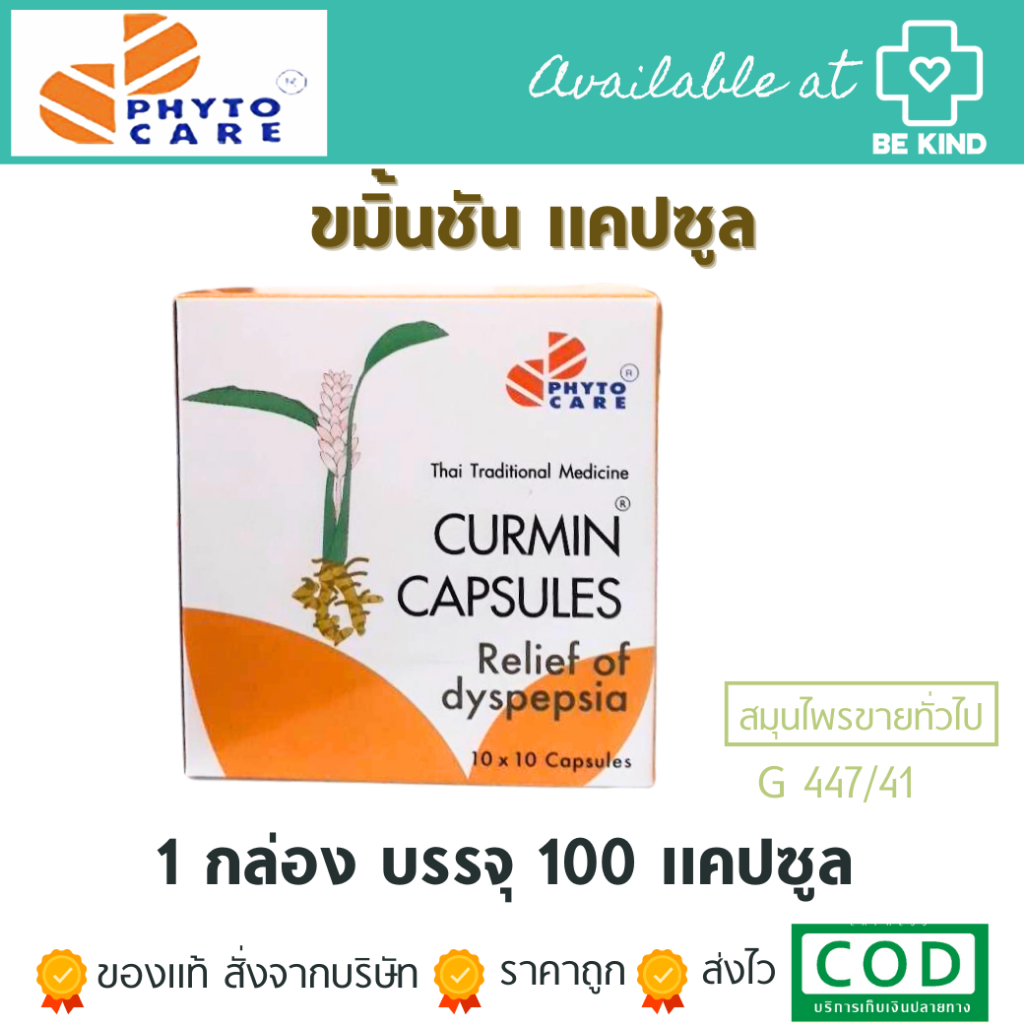 ไฟโตแคร์ ขมิ้นชันแคปซูล 100 แคปซูล GPO PhytoCare Herble Curmin Capsule 100 Capsules