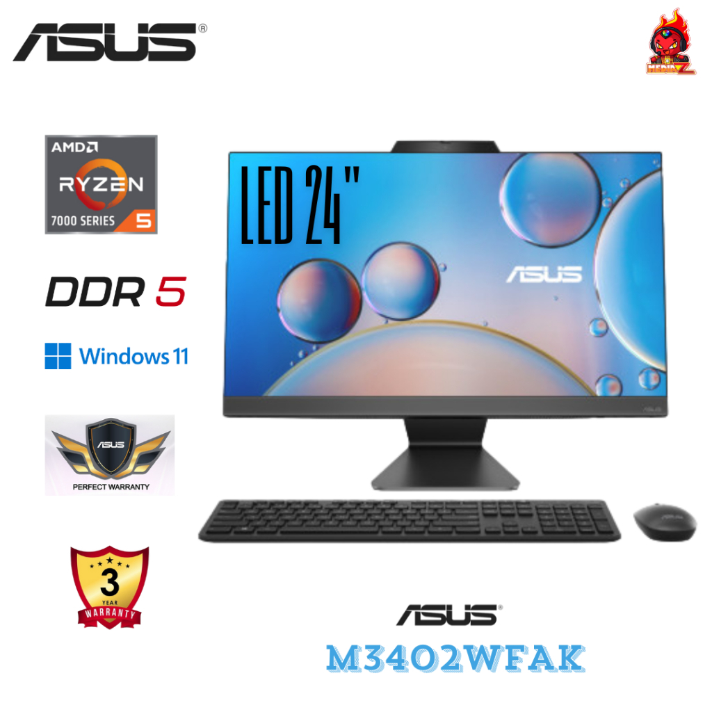 มีโค้ดลด1000 คอม ASUS Ryzen 5 7520 LED24" วินโดแท้ DDR5 All-in-One AIO M3402WFAK Comset