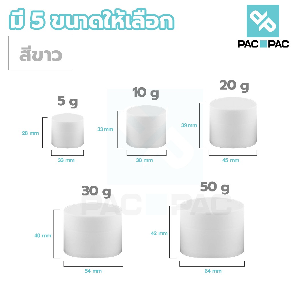 PACPAC กระปุกพลาสติก ผิวด้าน กระปุก 5/10/15/20/30/50 กรัม กระปุกใส่ครีม ตลับใส่ครีม CG1