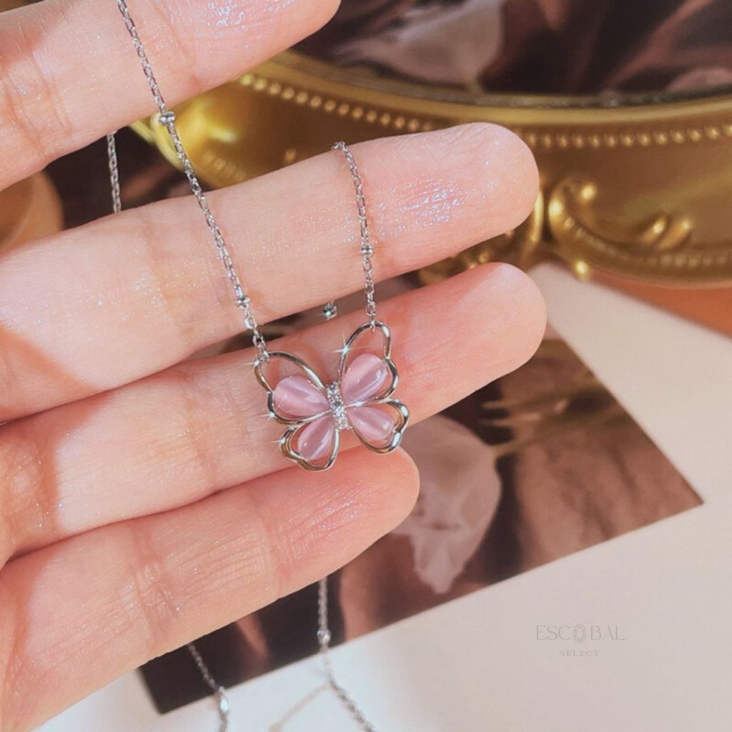 ESCOBAL สร้อยคอผีเสื้อ Pink Butterflyสร้อยคอแฟชั่น สร้อยคอเงินแท้ สร่อยคอ ดีไซน์สุดน่ารัก วาเลนไทน์ ราคา ถูกที่สุด ดีลบีเคเค แกลเลอรีภาพที่ 8