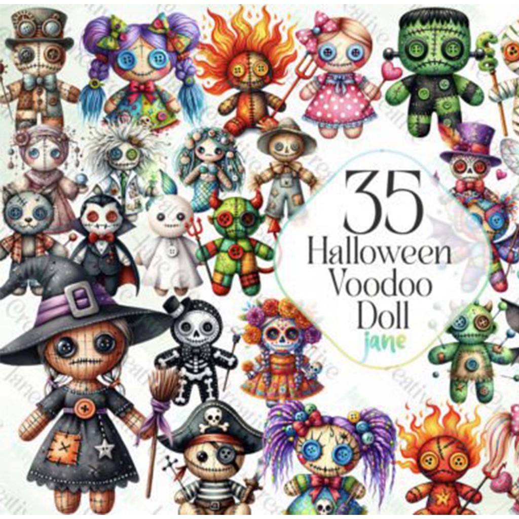 ตัวรีดติดเสื้อผ้า159   (217)  01 Halloween-Voodoo-Doll  แผ่นฟิล์มรีดร้อน