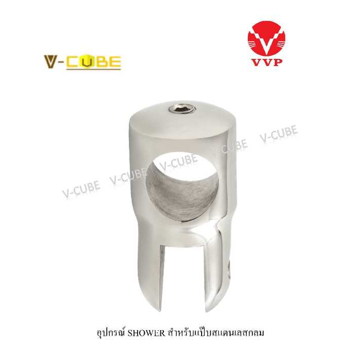 SB-902-อุปกรณ์ยึดกระจกเหนือห้องน้ำ-ขัดเงา PS ตัวร้อยผ่านแป๊ปสแตนเลสกลม