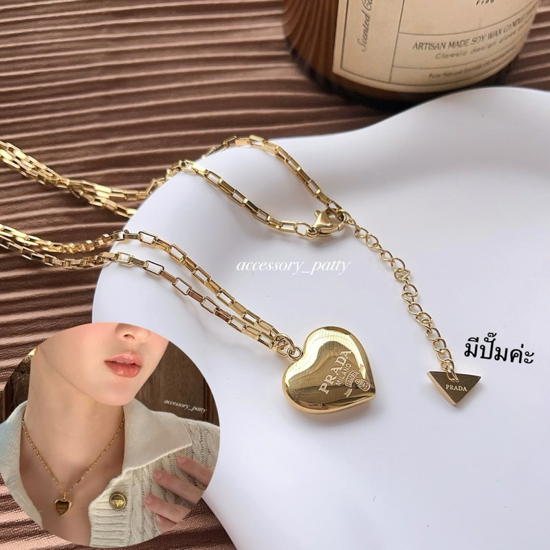 ✨สร้อยคอสแตนเลส รุ่นPra-09 งานลายสร้อยสวยชิคติดแกรม จี้หัวใจสลักครบ งานสวยเป๊ะสุดค่ะ✨