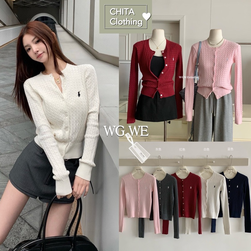 9479#เสื้อคลุมไหมพรมแขนยาว ปักลายช่วงอก เนื้อผ้าดี ยืดหยุ่นได้เยอะ TAG:WG.WE