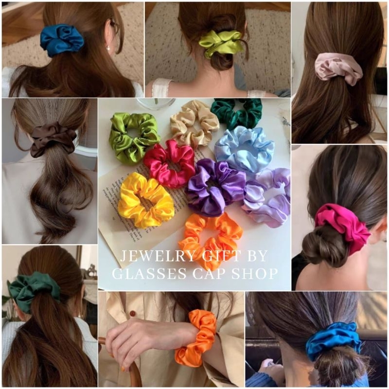 พร้อมส่ง 50สี ยางมัดผมผ้าซาติน ยางโดนัท สีสดสวย [ร้านไทย จัดส่งจากกรุงเทพ]