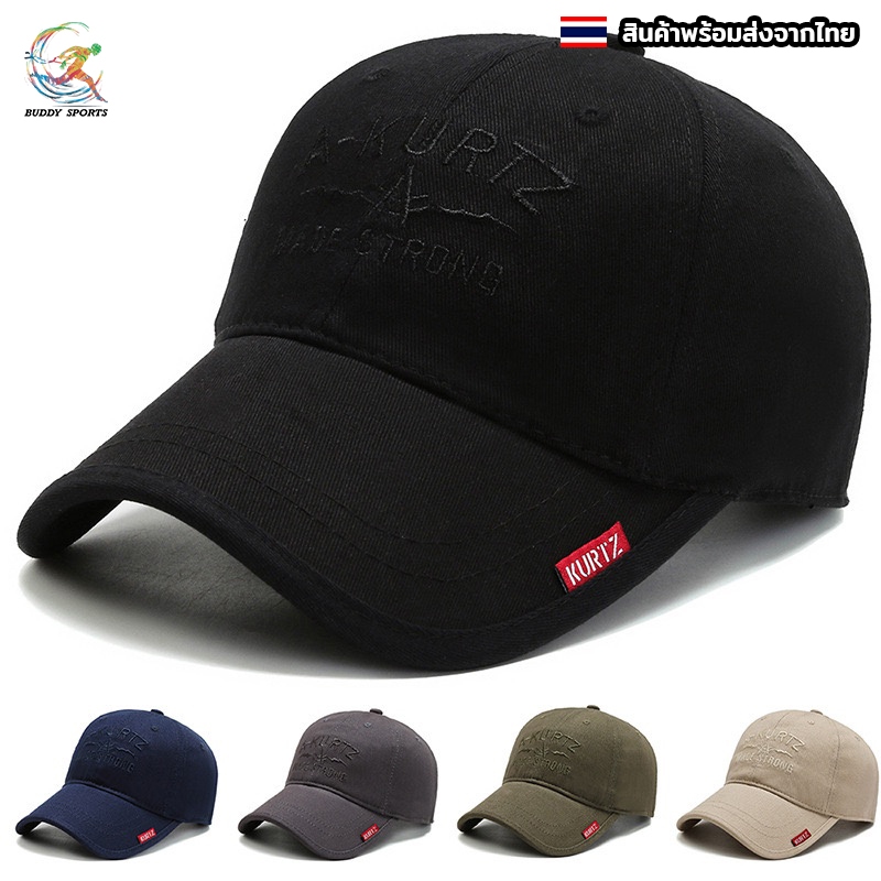 หมวกแก๊ปปีกโค้ง ปัก KURTZ เนื้อผ้ายีนส์สุด classic ป้องกัน UV สวมใส่สบาย ปรับขนาดได้ตามขนาดศรีษะ 05C12