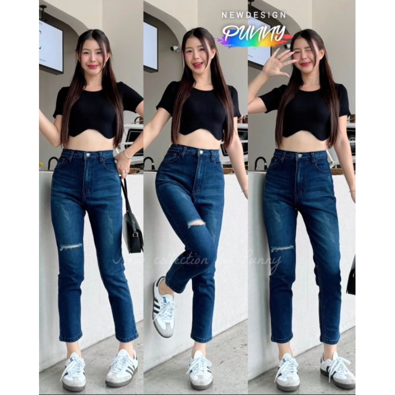📌ยีนส์แฟชั่นทรงบอยผ้ายืดแต่งขาดมีไซS-เอว40กระดุม2เม็ดปิดสะดือเอวสูงพลางหุ่นได้ดีมากๆรุ่นนี้จ้าแบรนpunny - รูปที่ 7
