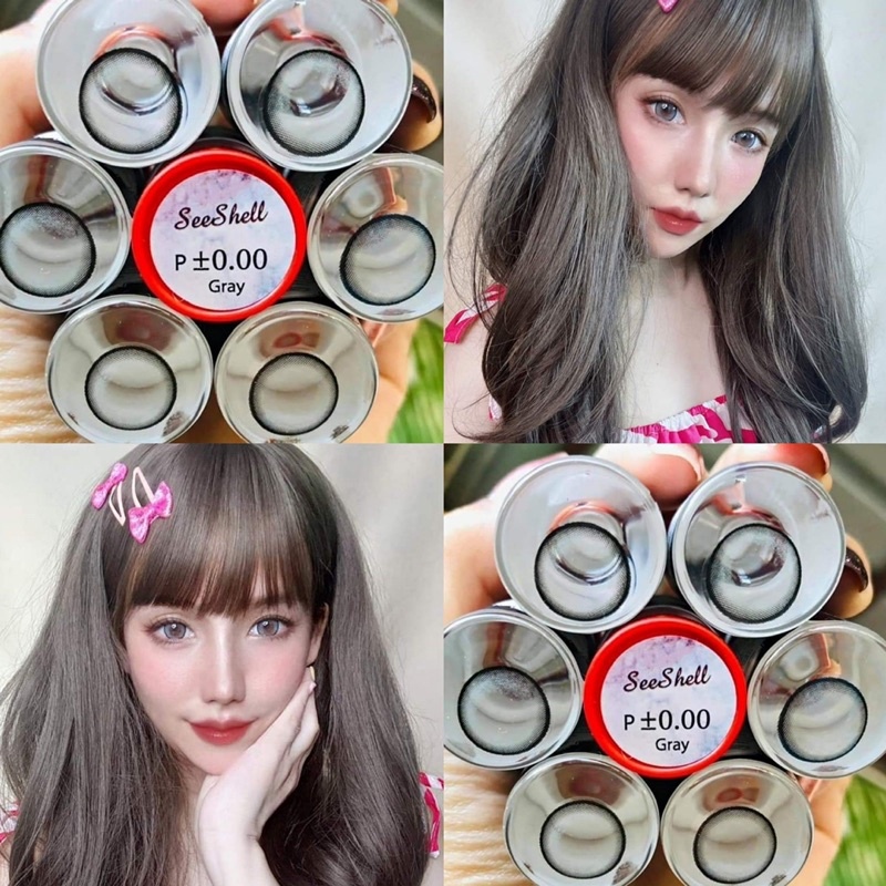 บิ๊กอาย คอนแทคเลนส์ รุ่น seeshell gray/ brown ฝาแดง ยี่ห้อ Pitchy lens