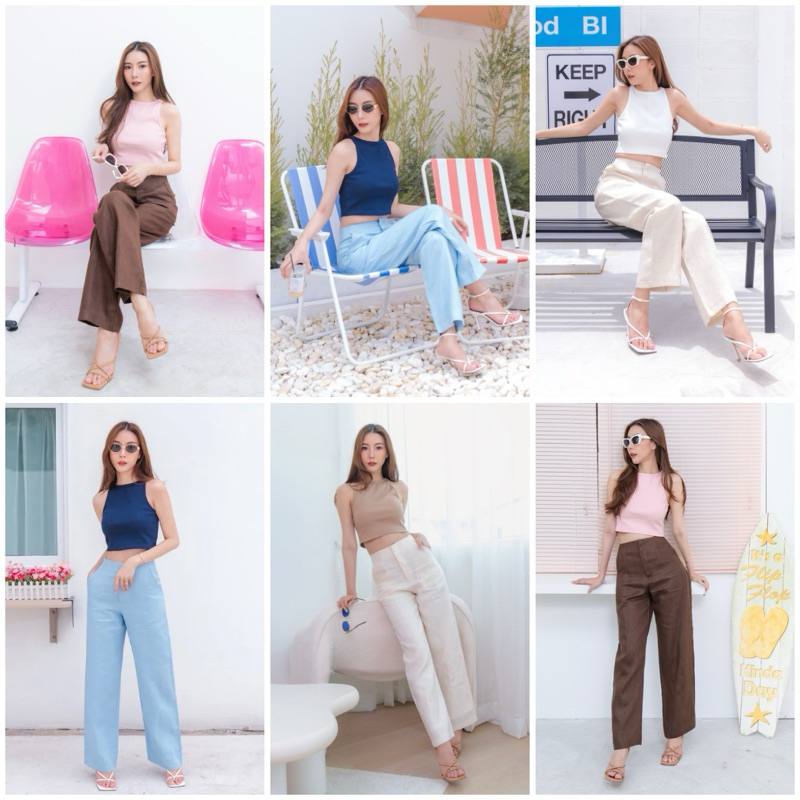 Selectedlook Sarah Trousers กางเกงลินินแท้ ขากระบอกใหญ่ ซิปหน้า มีกระเป๋าข้างทั้ง2ข้าง ซับในทั้งตัว