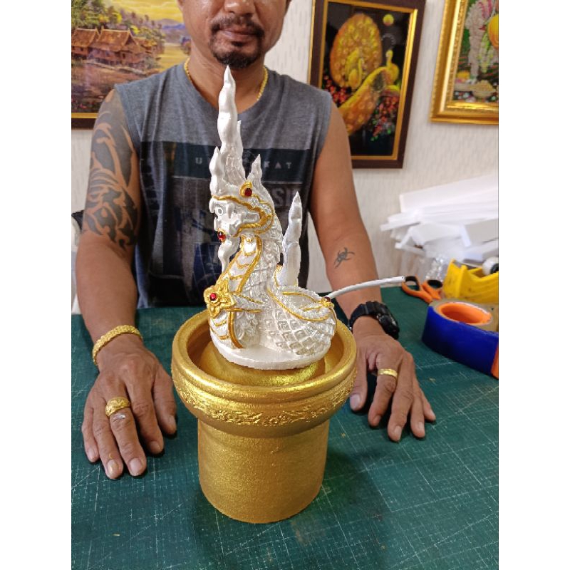 ฐาน 12 ซม. วาง (เฉพาะฐานวางอ่าง) วัสดุดินเผา ทาสีทอง พระพิฆเนศ พญานาค นางกวัก องค์รูปปั้น กระถางธูป จัดฮวงจุ้ย ฮวงจุ้ย