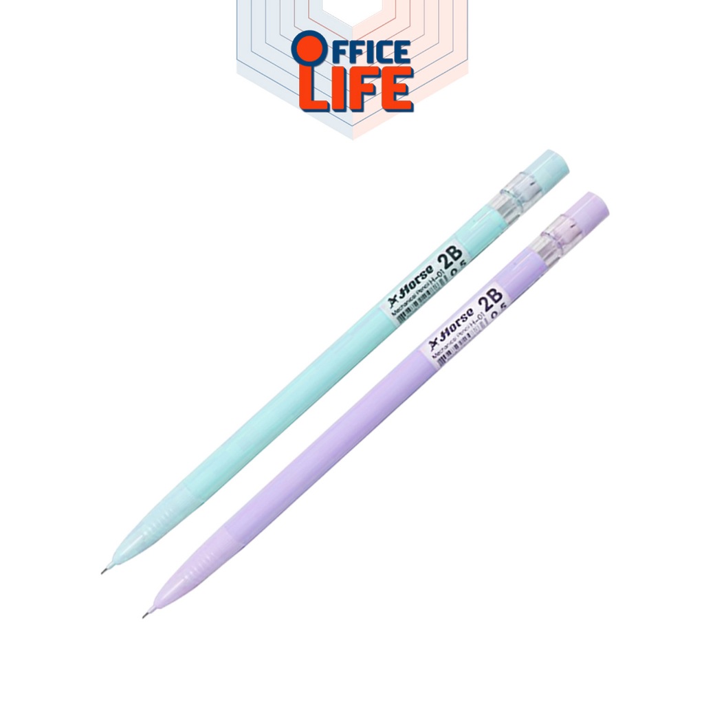 Horse (ตราม้า) ดินสอกด รุ่น H-01 ขนาด 0.5 !! ไส้แถม2B !! มียางลบ ด้ามสีพาสเทล คละสี ( 1 ด้าม ) - รูปที่ 2