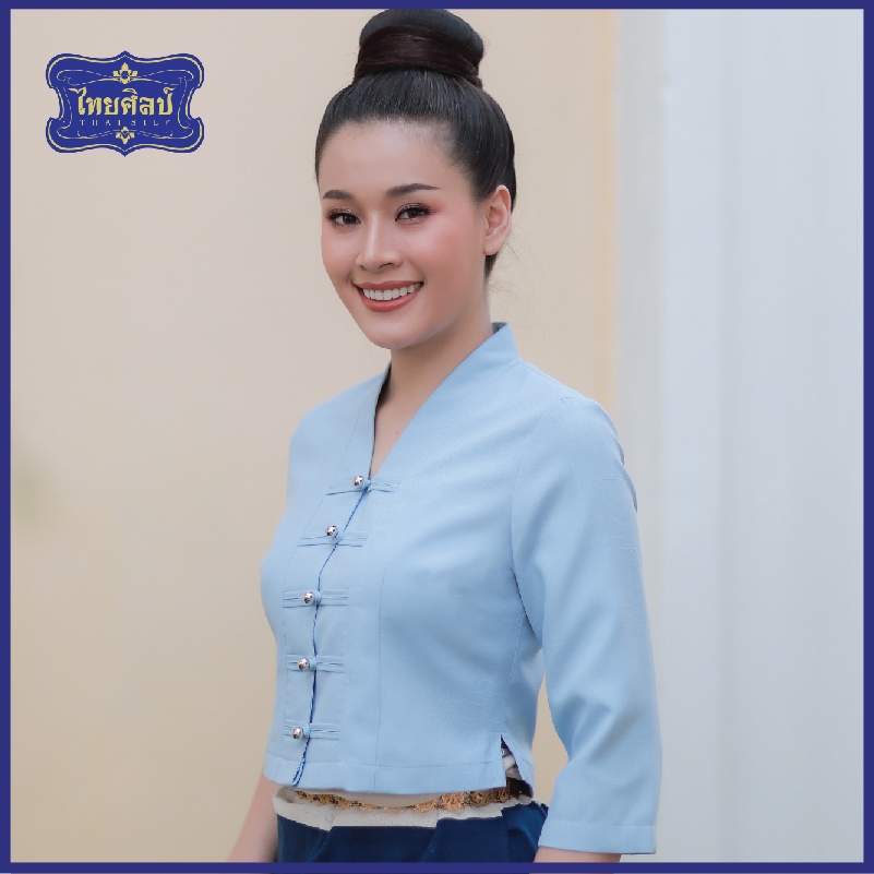 เสื้อผ้าฝ้ายพื้นเมือง คอปีน แขนสามส่วน