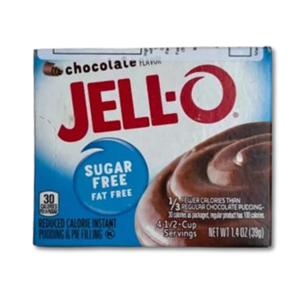 Jello Chocolate Flavor Sugar Free Fat Free Instant Pudding Mix 39g เจลโอ ช็อกโกแลตชูการ์ฟรีผงพุดดิ้ง