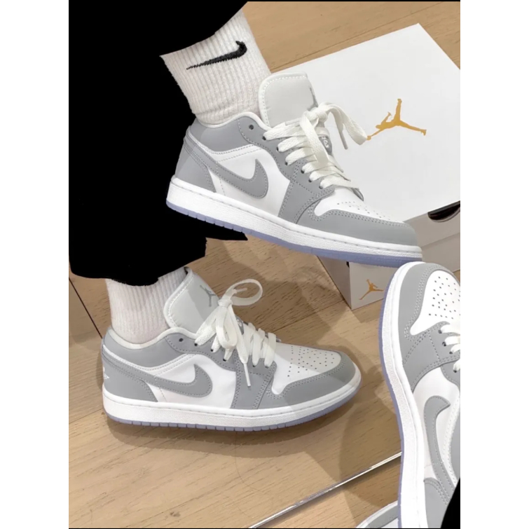 Jordan Air Jordan 1 low "wolf grey" small Dior trendy retro exquisite details shock-absorbing anti slip wear-resistant