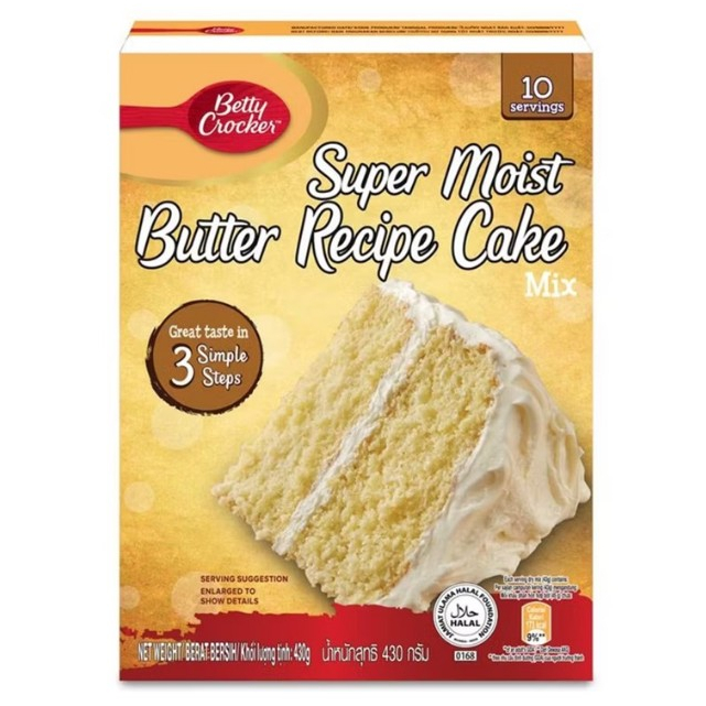 Betty Crocker Super Moist Butter Recipe Cake Mix 430g. เบตตี้ แป้งเค้ก สูตรซุปเปอร์ มอยส์บัตเตอร์